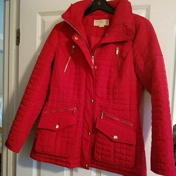 michael kors red quilted jacket